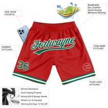 Load image into Gallery viewer, Custom Red Kelly Green-White Authentic Throwback Basketball Shorts