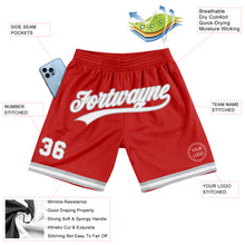 Load image into Gallery viewer, Custom Red White-Gray Authentic Throwback Basketball Shorts