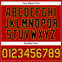 Load image into Gallery viewer, Custom Red Black Pinstripe Gold Authentic Baseball Jersey