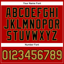 Load image into Gallery viewer, Custom Red Black Pinstripe Old Gold Authentic Baseball Jersey