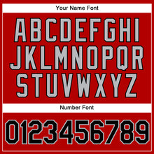 Load image into Gallery viewer, Custom Red Black Pinstripe Gray Authentic Baseball Jersey