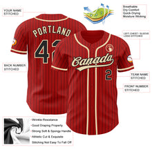 Load image into Gallery viewer, Custom Red Black Pinstripe City Cream Authentic Baseball Jersey
