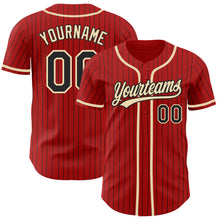 Load image into Gallery viewer, Custom Red Black Pinstripe City Cream Authentic Baseball Jersey
