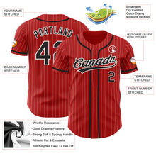 Load image into Gallery viewer, Custom Red White Pinstripe Black Authentic Baseball Jersey