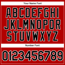 Load image into Gallery viewer, Custom Red White Pinstripe Black Authentic Baseball Jersey