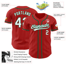 Load image into Gallery viewer, Custom Red White Pinstripe Kelly Green Authentic Baseball Jersey