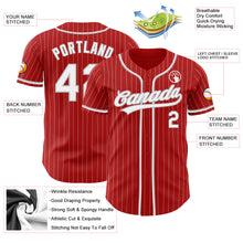 Load image into Gallery viewer, Custom Red White Pinstripe Gray Authentic Baseball Jersey