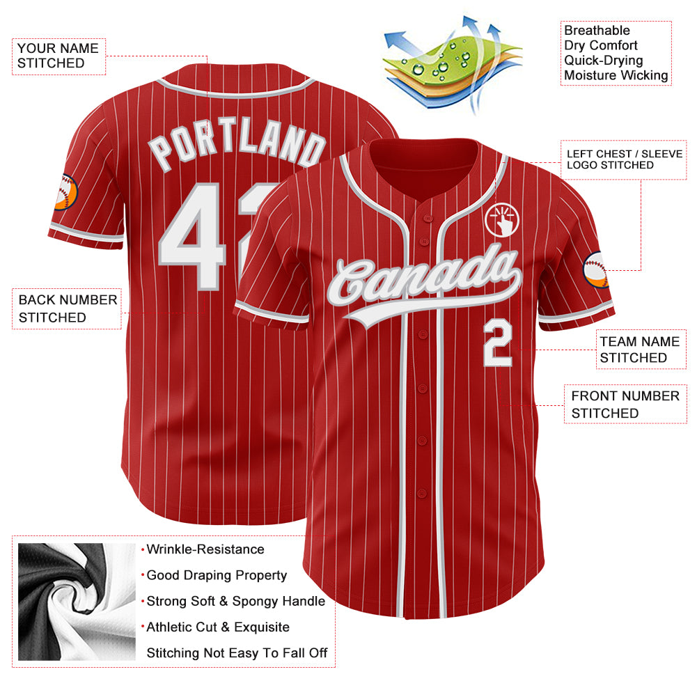 Custom White Gray Thick Stripe Fashion Authentic Baseball jersey