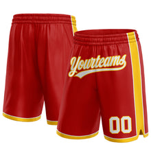 Load image into Gallery viewer, Custom Red White-Yellow Authentic Basketball Shorts
