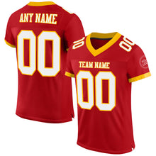 Load image into Gallery viewer, Custom Red White-Gold Mesh Authentic Football Jersey