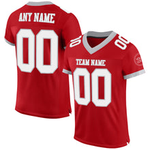 Load image into Gallery viewer, Custom Red White-Gray Mesh Authentic Football Jersey