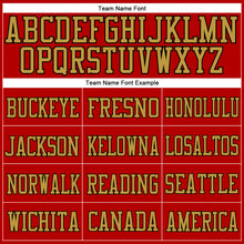 Load image into Gallery viewer, Custom Red Old Gold-Black Mesh Authentic Football Jersey