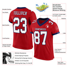 Load image into Gallery viewer, Custom Red White-Navy Mesh Authentic Football Jersey