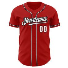 Load image into Gallery viewer, Custom Red White-Black Authentic Baseball Jersey