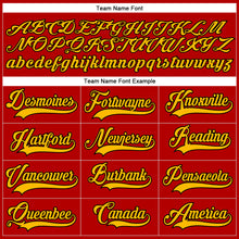 Load image into Gallery viewer, Custom Red Gold-Black Hockey Lace Neck Jersey