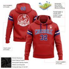Load image into Gallery viewer, Custom Stitched Red Royal-White Football Pullover Sweatshirt Hoodie