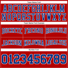Load image into Gallery viewer, Custom Stitched Red Royal-White Football Pullover Sweatshirt Hoodie