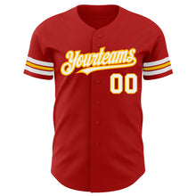 Load image into Gallery viewer, Custom Red White-Gold Authentic Baseball Jersey