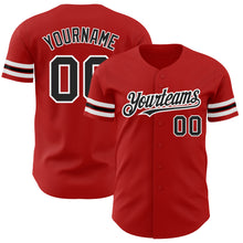 Load image into Gallery viewer, Custom Red Black-White Authentic Baseball Jersey
