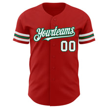 Load image into Gallery viewer, Custom Red White-Kelly Green Authentic Baseball Jersey