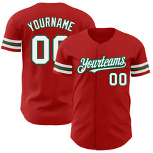 Load image into Gallery viewer, Custom Red White-Kelly Green Authentic Baseball Jersey