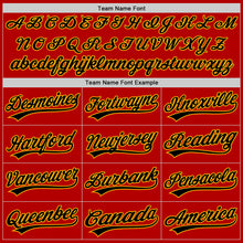 Load image into Gallery viewer, Custom Red Black-Gold Authentic Throwback Baseball Jersey