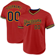 Load image into Gallery viewer, Custom Red Navy Authentic Throwback Baseball Jersey