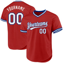 Load image into Gallery viewer, Custom Red White-Black Authentic Throwback Baseball Jersey