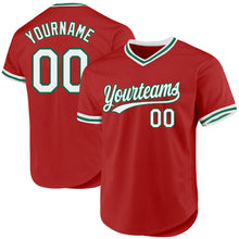 Load image into Gallery viewer, Custom Red White-Kelly Green Authentic Throwback Baseball Jersey