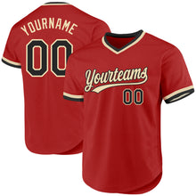 Load image into Gallery viewer, Custom Red Black-Cream Authentic Throwback Baseball Jersey