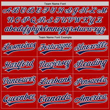 Load image into Gallery viewer, Custom Red Navy-White Authentic Throwback Baseball Jersey