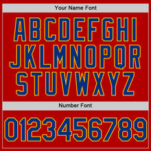 Load image into Gallery viewer, Custom Red Royal-Gold Authentic Throwback Baseball Jersey