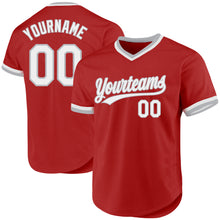Load image into Gallery viewer, Custom Red White-Gray Authentic Throwback Baseball Jersey