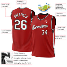 Load image into Gallery viewer, Custom Red White-Black Authentic Throwback Basketball Jersey
