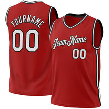 Load image into Gallery viewer, Custom Red White-Black Authentic Throwback Basketball Jersey