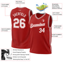 Load image into Gallery viewer, Custom Red White Authentic Throwback Basketball Jersey