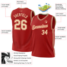 Load image into Gallery viewer, Custom Red Cream Authentic Throwback Basketball Jersey