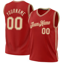 Load image into Gallery viewer, Custom Red Cream Authentic Throwback Basketball Jersey