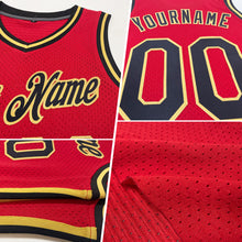 Load image into Gallery viewer, Custom Red Black-Old Gold Authentic Throwback Basketball Jersey