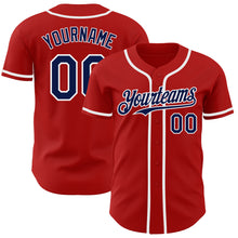 Load image into Gallery viewer, Custom Red Navy-White Authentic Baseball Jersey