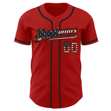 Load image into Gallery viewer, Custom Red Vintage USA Flag-Black Authentic Baseball Jersey