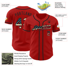 Load image into Gallery viewer, Custom Red Vintage USA Flag-Black Authentic Baseball Jersey