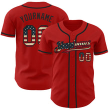 Load image into Gallery viewer, Custom Red Vintage USA Flag-Black Authentic Baseball Jersey