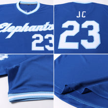 Load image into Gallery viewer, Custom Royal White-Light Blue Authentic Throwback Rib-Knit Baseball Jersey Shirt