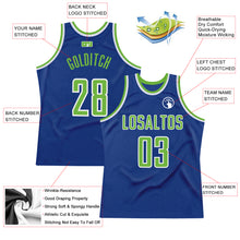 Load image into Gallery viewer, Custom Royal Neon Green-White Authentic Throwback Basketball Jersey