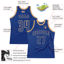 Load image into Gallery viewer, Custom Royal Royal-Old Gold Authentic Throwback Basketball Jersey