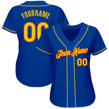Load image into Gallery viewer, Custom Royal Gold-Orange Authentic Baseball Jersey