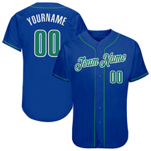 Load image into Gallery viewer, Custom Royal Kelly Green-White Authentic Baseball Jersey
