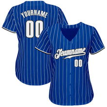 Load image into Gallery viewer, Custom Royal White Pinstripe White-Black Authentic Baseball Jersey
