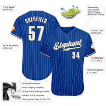 Load image into Gallery viewer, Custom Royal White Pinstripe White-Black Authentic Baseball Jersey